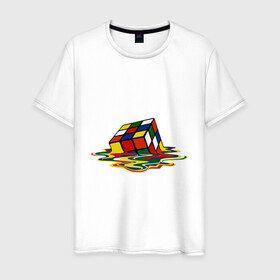 Мужская футболка хлопок с принтом Кубик Рубика , 100% хлопок | прямой крой, круглый вырез горловины, длина до линии бедер, слегка спущенное плечо. | kubik rubika | головоломка | игра | куб | кубик рубика