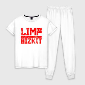 Женская пижама хлопок с принтом LIMP BIZKIT , 100% хлопок | брюки и футболка прямого кроя, без карманов, на брюках мягкая резинка на поясе и по низу штанин | dj lethal | limp bizkit | rock | джон отто | лимп бизкит | майк смит | музыка | роб уотерс | рок | сэм риверс | терри бальзамо | уэс борланд | фред дёрст