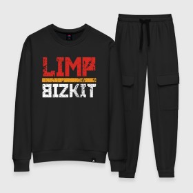 Женский костюм хлопок с принтом LIMP BIZKIT , 100% хлопок | на свитшоте круглая горловина, мягкая резинка по низу. Брюки заужены к низу, на них два вида карманов: два 