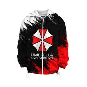 Детская куртка 3D с принтом UMBRELLA CORP , 100% полиэстер | застежка — молния, подол и капюшон оформлены резинкой с фиксаторами, по бокам — два кармана без застежек, один потайной карман на груди, плотность верхнего слоя — 90 г/м2; плотность флисового подклада — 260 г/м2 | ada wong | biohazard | leon | nemesis | project resistance | raccoon city | re2 | resident evil 2 | rpd | stars | umbrella | ада вонг | амбрелла | немесис | ужасы