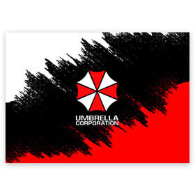 Поздравительная открытка с принтом UMBRELLA CORP , 100% бумага | плотность бумаги 280 г/м2, матовая, на обратной стороне линовка и место для марки
 | ada wong | biohazard | leon | nemesis | project resistance | raccoon city | re2 | resident evil 2 | rpd | stars | umbrella | ада вонг | амбрелла | немесис | ужасы