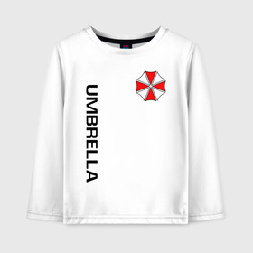 Детский лонгслив хлопок с принтом UMBRELLA CORP(+спина) , 100% хлопок | круглый вырез горловины, полуприлегающий силуэт, длина до линии бедер | ada wong | biohazard | leon | nemesis | project resistance | raccoon city | re2 | resident evil 2 | rpd | stars | umbrella | ада вонг | амбрелла | немесис | ужасы