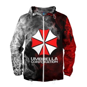 Мужская ветровка 3D с принтом UMBRELLA CORP , 100% полиэстер | подол и капюшон оформлены резинкой с фиксаторами, два кармана без застежек по бокам, один потайной карман на груди | ada wong | biohazard | leon | nemesis | project resistance | raccoon city | re2 | resident evil 2 | rpd | stars | umbrella | ада вонг | амбрелла | немесис | ужасы