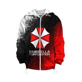 Детская куртка 3D с принтом UMBRELLA CORP , 100% полиэстер | застежка — молния, подол и капюшон оформлены резинкой с фиксаторами, по бокам — два кармана без застежек, один потайной карман на груди, плотность верхнего слоя — 90 г/м2; плотность флисового подклада — 260 г/м2 | Тематика изображения на принте: ada wong | biohazard | leon | nemesis | project resistance | raccoon city | re2 | resident evil 2 | rpd | stars | umbrella | ада вонг | амбрелла | немесис | ужасы