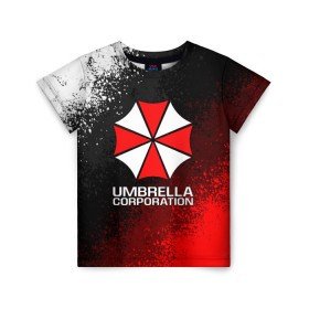 Детская футболка 3D с принтом UMBRELLA CORP , 100% гипоаллергенный полиэфир | прямой крой, круглый вырез горловины, длина до линии бедер, чуть спущенное плечо, ткань немного тянется | Тематика изображения на принте: ada wong | biohazard | leon | nemesis | project resistance | raccoon city | re2 | resident evil 2 | rpd | stars | umbrella | ада вонг | амбрелла | немесис | ужасы