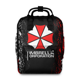 Женский рюкзак 3D с принтом UMBRELLA CORP , 100% полиэстер | лямки с регулируемой длиной, сверху ручки, чтобы рюкзак нести как сумку. Основное отделение закрывается на молнию, как и внешний карман. Внутри два дополнительных кармана, один из которых закрывается на молнию. По бокам два дополнительных кармашка, куда поместится маленькая бутылочка
 | Тематика изображения на принте: ada wong | biohazard | leon | nemesis | project resistance | raccoon city | re2 | resident evil 2 | rpd | stars | umbrella | ада вонг | амбрелла | немесис | ужасы