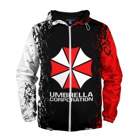 Мужская ветровка 3D с принтом UMBRELLA CORP , 100% полиэстер | подол и капюшон оформлены резинкой с фиксаторами, два кармана без застежек по бокам, один потайной карман на груди | ada wong | biohazard | leon | nemesis | project resistance | raccoon city | re2 | resident evil 2 | rpd | stars | umbrella | ада вонг | амбрелла | немесис | ужасы