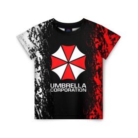 Детская футболка 3D с принтом UMBRELLA CORP , 100% гипоаллергенный полиэфир | прямой крой, круглый вырез горловины, длина до линии бедер, чуть спущенное плечо, ткань немного тянется | Тематика изображения на принте: ada wong | biohazard | leon | nemesis | project resistance | raccoon city | re2 | resident evil 2 | rpd | stars | umbrella | ада вонг | амбрелла | немесис | ужасы