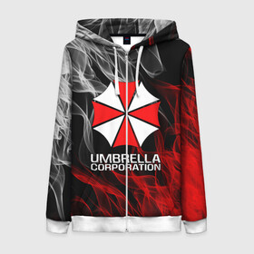 Женская толстовка 3D на молнии с принтом UMBRELLA CORP , 100% полиэстер | длина до линии бедра, манжеты и пояс оформлены мягкой тканевой резинкой, двухслойный капюшон со шнурком для регулировки, спереди молния, по бокам два кармана | ada wong | biohazard | leon | nemesis | project resistance | raccoon city | re2 | resident evil 2 | rpd | stars | umbrella | ада вонг | амбрелла | немесис | ужасы