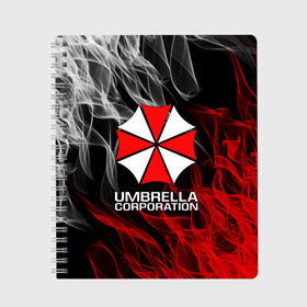 Тетрадь с принтом UMBRELLA CORP , 100% бумага | 48 листов, плотность листов — 60 г/м2, плотность картонной обложки — 250 г/м2. Листы скреплены сбоку удобной пружинной спиралью. Уголки страниц и обложки скругленные. Цвет линий — светло-серый
 | ada wong | biohazard | leon | nemesis | project resistance | raccoon city | re2 | resident evil 2 | rpd | stars | umbrella | ада вонг | амбрелла | немесис | ужасы