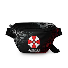 Поясная сумка 3D с принтом RESIDENT EVIL (UMBRELLA CORP) , 100% полиэстер | плотная ткань, ремень с регулируемой длиной, внутри несколько карманов для мелочей, основное отделение и карман с обратной стороны сумки застегиваются на молнию | ada wong | biohazard | leon | nemesis | project resistance | raccoon city | re | re3 | resident evil | resident evil 3 | rpd | stars | umbrella | ада вонг | амбрелла | немезис | ужасы