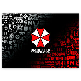 Поздравительная открытка с принтом RESIDENT EVIL (UMBRELLA CORP) , 100% бумага | плотность бумаги 280 г/м2, матовая, на обратной стороне линовка и место для марки
 | ada wong | biohazard | leon | nemesis | project resistance | raccoon city | re | re3 | resident evil | resident evil 3 | rpd | stars | umbrella | ада вонг | амбрелла | немезис | ужасы