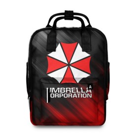 Женский рюкзак 3D с принтом UMBRELLA CORP , 100% полиэстер | лямки с регулируемой длиной, сверху ручки, чтобы рюкзак нести как сумку. Основное отделение закрывается на молнию, как и внешний карман. Внутри два дополнительных кармана, один из которых закрывается на молнию. По бокам два дополнительных кармашка, куда поместится маленькая бутылочка
 | Тематика изображения на принте: ada wong | biohazard | leon | nemesis | project resistance | raccoon city | re2 | resident evil 2 | rpd | stars | umbrella | ада вонг | амбрелла | немесис | ужасы