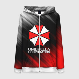 Женская толстовка 3D на молнии с принтом UMBRELLA CORP , 100% полиэстер | длина до линии бедра, манжеты и пояс оформлены мягкой тканевой резинкой, двухслойный капюшон со шнурком для регулировки, спереди молния, по бокам два кармана | ada wong | biohazard | leon | nemesis | project resistance | raccoon city | re2 | resident evil 2 | rpd | stars | umbrella | ада вонг | амбрелла | немесис | ужасы