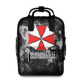 Женский рюкзак 3D с принтом UMBRELLA CORP , 100% полиэстер | лямки с регулируемой длиной, сверху ручки, чтобы рюкзак нести как сумку. Основное отделение закрывается на молнию, как и внешний карман. Внутри два дополнительных кармана, один из которых закрывается на молнию. По бокам два дополнительных кармашка, куда поместится маленькая бутылочка
 | Тематика изображения на принте: ada wong | biohazard | leon | nemesis | project resistance | raccoon city | re2 | resident evil 2 | rpd | stars | umbrella | ада вонг | амбрелла | немесис | ужасы