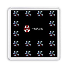 Магнит 55*55 с принтом Umbrella Corporation , Пластик | Размер: 65*65 мм; Размер печати: 55*55 мм | апокалипсис | зла | зомби | обитель | твирус