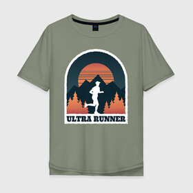 Мужская футболка хлопок Oversize с принтом Бег , 100% хлопок | свободный крой, круглый ворот, “спинка” длиннее передней части | forest | run | runner | sunset | бег | для бега | марафон | спорт | фитнес
