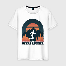 Мужская футболка хлопок с принтом Бег , 100% хлопок | прямой крой, круглый вырез горловины, длина до линии бедер, слегка спущенное плечо. | forest | run | runner | sunset | бег | для бега | марафон | спорт | фитнес