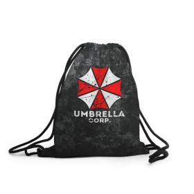 Рюкзак-мешок 3D с принтом UMBRELLA CORP , 100% полиэстер | плотность ткани — 200 г/м2, размер — 35 х 45 см; лямки — толстые шнурки, застежка на шнуровке, без карманов и подкладки | Тематика изображения на принте: ada wong | biohazard | leon | nemesis | project resistance | raccoon city | re2 | resident evil 2 | rpd | stars | umbrella | ада вонг | амбрелла | немесис | ужасы