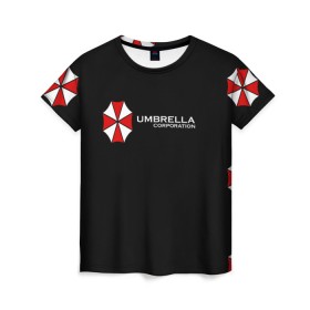 Женская футболка 3D с принтом Umbrella Corporation , 100% полиэфир ( синтетическое хлопкоподобное полотно) | прямой крой, круглый вырез горловины, длина до линии бедер | апокалипсис | зла | зомби | обитель | твирус