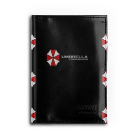 Обложка для автодокументов с принтом Umbrella Corporation , натуральная кожа |  размер 19,9*13 см; внутри 4 больших “конверта” для документов и один маленький отдел — туда идеально встанут права | апокалипсис | зла | зомби | обитель | твирус