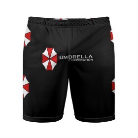 Мужские шорты спортивные с принтом Umbrella Corporation ,  |  | Тематика изображения на принте: апокалипсис | зла | зомби | обитель | твирус