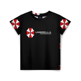 Детская футболка 3D с принтом Umbrella Corporation , 100% гипоаллергенный полиэфир | прямой крой, круглый вырез горловины, длина до линии бедер, чуть спущенное плечо, ткань немного тянется | апокалипсис | зла | зомби | обитель | твирус