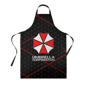 Фартук 3D с принтом UMBRELLA CORP | АМБРЕЛЛА КОРП , 100% полиэстер | общий размер — 65 х 85 см, ширина нагрудника — 26 см, горловина — 53 см, длина завязок — 54 см, общий обхват в поясе — 173 см. Принт на завязках и на горловине наносится с двух сторон, на основной части фартука — только с внешней стороны | ada wong | biohazard | leon | nemesis | project resistance | raccoon city | re2 | resident evil 2 | rpd | stars | umbrella | ада вонг | амбрелла | немесис | ужасы