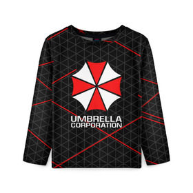 Детский лонгслив 3D с принтом UMBRELLA CORP , 100% полиэстер | длинные рукава, круглый вырез горловины, полуприлегающий силуэт
 | Тематика изображения на принте: ada wong | biohazard | leon | nemesis | project resistance | raccoon city | re2 | resident evil 2 | rpd | stars | umbrella | ада вонг | амбрелла | немесис | ужасы