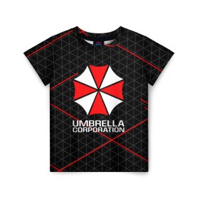 Детская футболка 3D с принтом UMBRELLA CORP , 100% гипоаллергенный полиэфир | прямой крой, круглый вырез горловины, длина до линии бедер, чуть спущенное плечо, ткань немного тянется | ada wong | biohazard | leon | nemesis | project resistance | raccoon city | re2 | resident evil 2 | rpd | stars | umbrella | ада вонг | амбрелла | немесис | ужасы