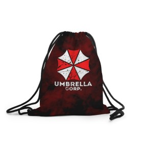 Рюкзак-мешок 3D с принтом UMBRELLA CORP , 100% полиэстер | плотность ткани — 200 г/м2, размер — 35 х 45 см; лямки — толстые шнурки, застежка на шнуровке, без карманов и подкладки | Тематика изображения на принте: 