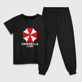 Детская пижама хлопок с принтом UMBRELLA CORP , 100% хлопок |  брюки и футболка прямого кроя, без карманов, на брюках мягкая резинка на поясе и по низу штанин
 | ada wong | biohazard | leon | nemesis | project resistance | raccoon city | re2 | resident evil 2 | rpd | stars | umbrella | ада вонг | амбрелла | немесис | ужасы