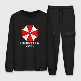 Мужской костюм хлопок с принтом UMBRELLA CORP , 100% хлопок | на свитшоте круглая горловина, мягкая резинка по низу. Брюки заужены к низу, на них два вида карманов: два “обычных” по бокам и два объемных, с клапанами, расположенные ниже линии бедра. Брюки с мягкой трикотажной резинкой на поясе и по низу штанин. В поясе для дополнительного комфорта — широкие завязки | ada wong | biohazard | leon | nemesis | project resistance | raccoon city | re2 | resident evil 2 | rpd | stars | umbrella | ада вонг | амбрелла | немесис | ужасы