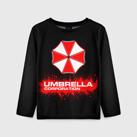 Детский лонгслив 3D с принтом Umbrella Corporation , 100% полиэстер | длинные рукава, круглый вырез горловины, полуприлегающий силуэт
 | corporation | umbrella | umbrella corporation | амбрела | амбрелла корпорейшн | военная корпорация | корпорация | фармацевтическая корпорация