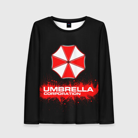 Женский лонгслив 3D с принтом Umbrella Corporation , 100% полиэстер | длинные рукава, круглый вырез горловины, полуприлегающий силуэт | corporation | umbrella | umbrella corporation | амбрела | амбрелла корпорейшн | военная корпорация | корпорация | фармацевтическая корпорация