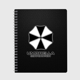 Тетрадь с принтом Umbrella Corporation , 100% бумага | 48 листов, плотность листов — 60 г/м2, плотность картонной обложки — 250 г/м2. Листы скреплены сбоку удобной пружинной спиралью. Уголки страниц и обложки скругленные. Цвет линий — светло-серый
 | corporation | umbrella | umbrella corporation | амбрела | амбрелла корпорейшн | военная корпорация | корпорация | фармацевтическая корпорация