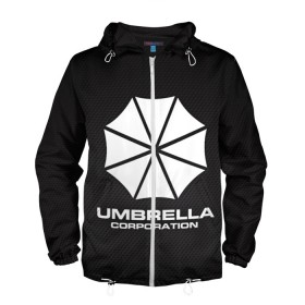 Мужская ветровка 3D с принтом Umbrella Corporation , 100% полиэстер | подол и капюшон оформлены резинкой с фиксаторами, два кармана без застежек по бокам, один потайной карман на груди | corporation | umbrella | umbrella corporation | амбрела | амбрелла корпорейшн | военная корпорация | корпорация | фармацевтическая корпорация