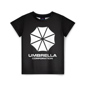 Детская футболка 3D с принтом Umbrella Corporation , 100% гипоаллергенный полиэфир | прямой крой, круглый вырез горловины, длина до линии бедер, чуть спущенное плечо, ткань немного тянется | corporation | umbrella | umbrella corporation | амбрела | амбрелла корпорейшн | военная корпорация | корпорация | фармацевтическая корпорация