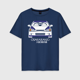 Женская футболка хлопок Oversize с принтом Honda Civic EK Osaka Kanjo , 100% хлопок | свободный крой, круглый ворот, спущенный рукав, длина до линии бедер
 | civic | civic ek | ek | honda | honda civic | honda civic ek | kanjo | osaka | osaka kanjo