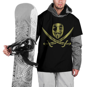 Накидка на куртку 3D с принтом Анонимус Пират , 100% полиэстер |  | anonymous | v   значит вендетта | анонимус | анонимусы | вендетта | гай фокс | гая фокса | женскую | купить | маска | маска v | мужскую | пират | пирата | с анонимусом | с маской | с пиратом | хакер | хактивизм