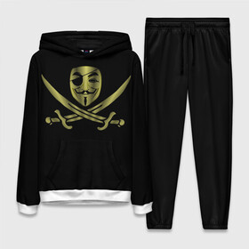 Женский костюм 3D (с толстовкой) с принтом Анонимус Пират ,  |  | anonymous | v   значит вендетта | анонимус | анонимусы | вендетта | гай фокс | гая фокса | женскую | купить | маска | маска v | мужскую | пират | пирата | с анонимусом | с маской | с пиратом | хакер | хактивизм