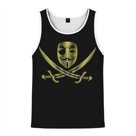 Мужская майка 3D с принтом Анонимус Пират , 100% полиэстер | круглая горловина, приталенный силуэт, длина до линии бедра. Пройма и горловина окантованы тонкой бейкой | anonymous | v   значит вендетта | анонимус | анонимусы | вендетта | гай фокс | гая фокса | женскую | купить | маска | маска v | мужскую | пират | пирата | с анонимусом | с маской | с пиратом | хакер | хактивизм