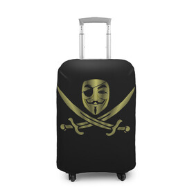 Чехол для чемодана 3D с принтом Анонимус Пират , 86% полиэфир, 14% спандекс | двустороннее нанесение принта, прорези для ручек и колес | anonymous | v   значит вендетта | анонимус | анонимусы | вендетта | гай фокс | гая фокса | женскую | купить | маска | маска v | мужскую | пират | пирата | с анонимусом | с маской | с пиратом | хакер | хактивизм