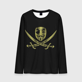 Мужской лонгслив 3D с принтом Анонимус Пират , 100% полиэстер | длинные рукава, круглый вырез горловины, полуприлегающий силуэт | anonymous | v   значит вендетта | анонимус | анонимусы | вендетта | гай фокс | гая фокса | женскую | купить | маска | маска v | мужскую | пират | пирата | с анонимусом | с маской | с пиратом | хакер | хактивизм