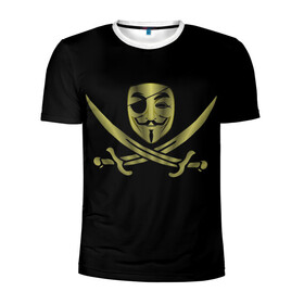 Мужская футболка 3D спортивная с принтом Анонимус Пират , 100% полиэстер с улучшенными характеристиками | приталенный силуэт, круглая горловина, широкие плечи, сужается к линии бедра | Тематика изображения на принте: anonymous | v   значит вендетта | анонимус | анонимусы | вендетта | гай фокс | гая фокса | женскую | купить | маска | маска v | мужскую | пират | пирата | с анонимусом | с маской | с пиратом | хакер | хактивизм