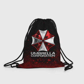 Рюкзак-мешок 3D с принтом UMBRELLA CORP , 100% полиэстер | плотность ткани — 200 г/м2, размер — 35 х 45 см; лямки — толстые шнурки, застежка на шнуровке, без карманов и подкладки | Тематика изображения на принте: ada wong | biohazard | leon | nemesis | project resistance | raccoon city | re2 | resident evil 2 | rpd | stars | umbrella | ада вонг | амбрелла | немесис | ужасы