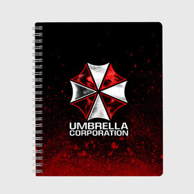 Тетрадь с принтом UMBRELLA CORP , 100% бумага | 48 листов, плотность листов — 60 г/м2, плотность картонной обложки — 250 г/м2. Листы скреплены сбоку удобной пружинной спиралью. Уголки страниц и обложки скругленные. Цвет линий — светло-серый
 | Тематика изображения на принте: ada wong | biohazard | leon | nemesis | project resistance | raccoon city | re2 | resident evil 2 | rpd | stars | umbrella | ада вонг | амбрелла | немесис | ужасы