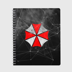 Тетрадь с принтом UMBRELLA CORP , 100% бумага | 48 листов, плотность листов — 60 г/м2, плотность картонной обложки — 250 г/м2. Листы скреплены сбоку удобной пружинной спиралью. Уголки страниц и обложки скругленные. Цвет линий — светло-серый
 | Тематика изображения на принте: ada wong | biohazard | leon | nemesis | project resistance | raccoon city | re2 | resident evil 2 | rpd | stars | umbrella | ада вонг | амбрелла | немесис | ужасы