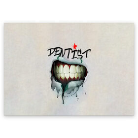Поздравительная открытка с принтом Dentist , 100% бумага | плотность бумаги 280 г/м2, матовая, на обратной стороне линовка и место для марки
 | Тематика изображения на принте: blood | dentist | teeth | губы | день стоматолога | зубной | зубы | кровь | подарок | стоматолог