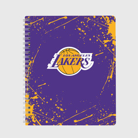 Тетрадь с принтом LA LAKERS , 100% бумага | 48 листов, плотность листов — 60 г/м2, плотность картонной обложки — 250 г/м2. Листы скреплены сбоку удобной пружинной спиралью. Уголки страниц и обложки скругленные. Цвет линий — светло-серый
 | america | basketball | kobe bryant | la | la lakers | lakers | los angeles lakers | nba | usa | баскетбол | кобе брайант | лос анджелес лейкерс | нба | сша